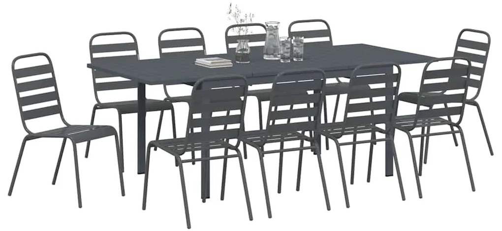 Conjunto de Jantar de 11 Peças 11 pcs Cinzento Largo Metal