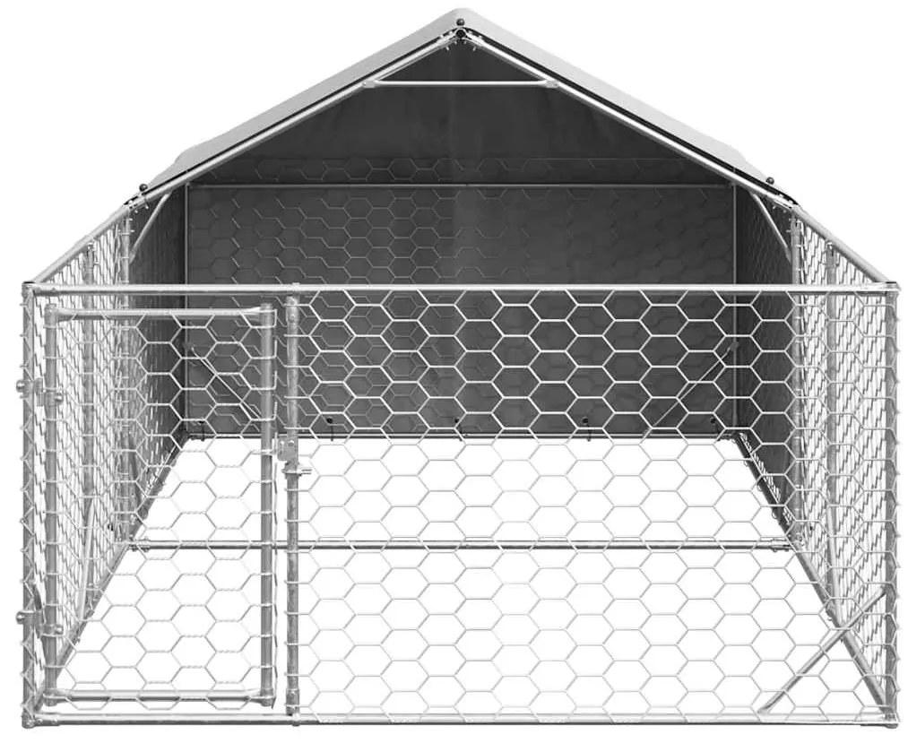 Canil exterior para cães com corredor 4x2x1,5 m aço galvanizado
