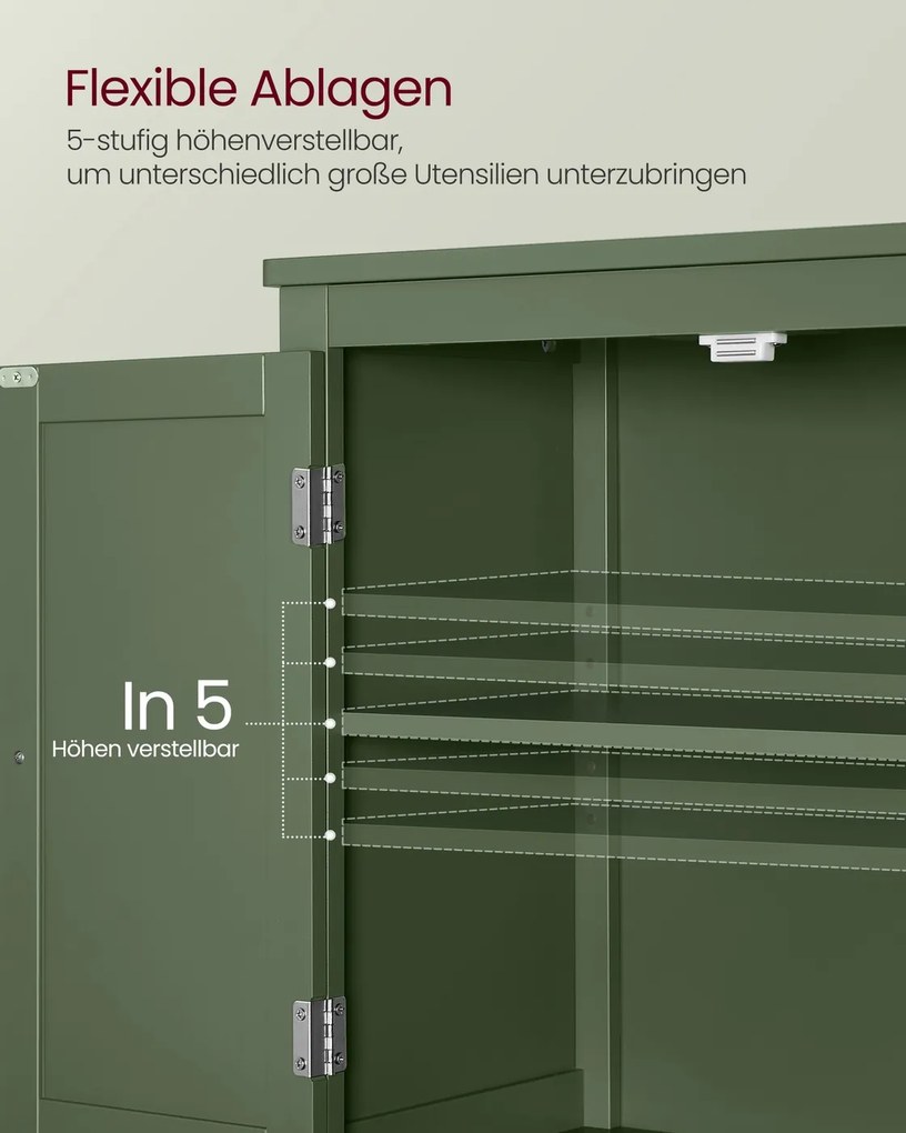 Armário de casa de banho com 4 portas 30 x 60 x 110 cm, branco clássico e verde floresta