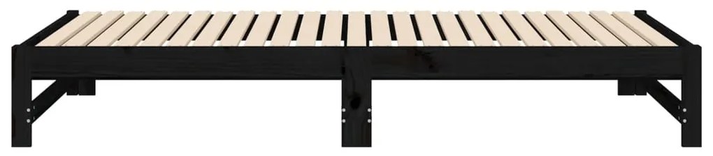 Sofá-cama de puxar 2x(100x200) cm madeira de pinho maciça preto