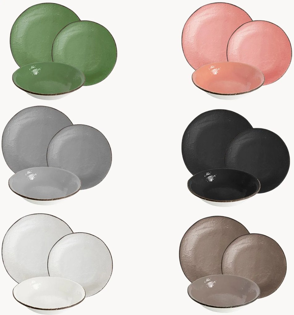 Conjunto de loiça em cerâmica Preta, 6 pessoas, conjunto de 18