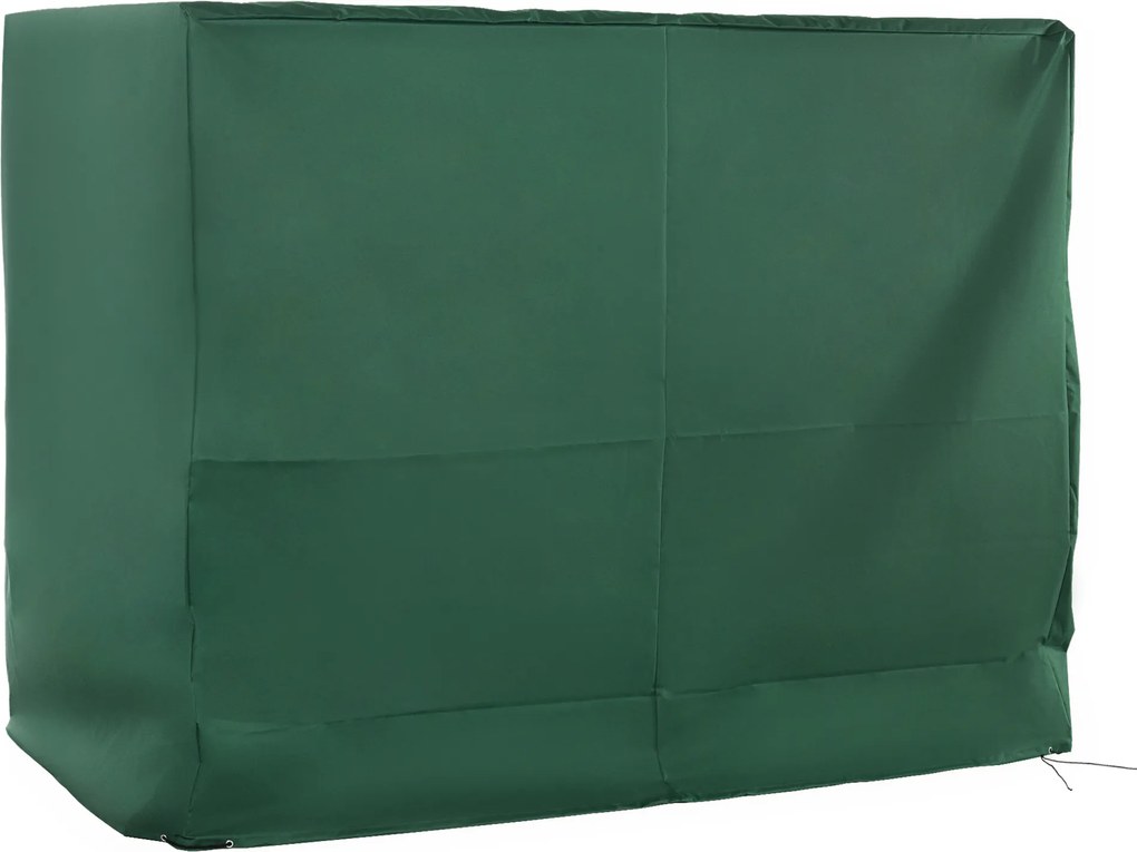 Outsunny Capa Proteção Baloiço Jardim Impermeável Anti UV Cordas Ajustáveis Resistente Intempéries 240x133x185 cm Verde | Aosom Portugal