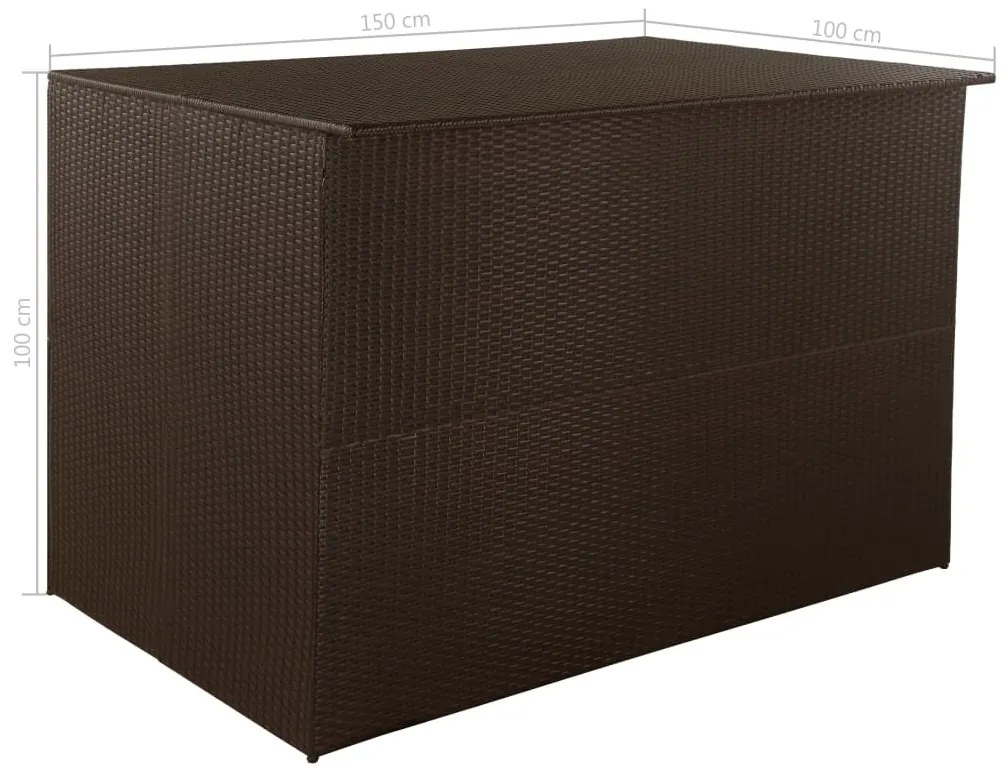 Caixa de arrumação para jardim 150x100x100 cm vime PE castanho
