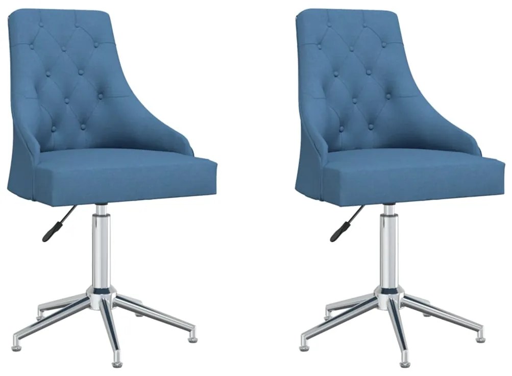 vidaXL Cadeiras de jantar giratórias 2 pcs tecido azul