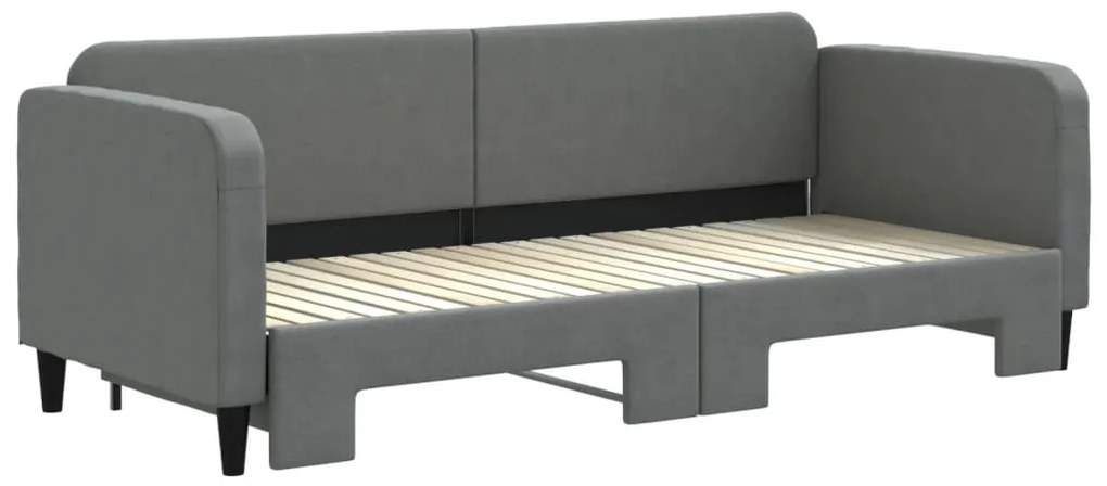 Sofá-cama com gavetão 80x200 cm tecido cinzento-escuro