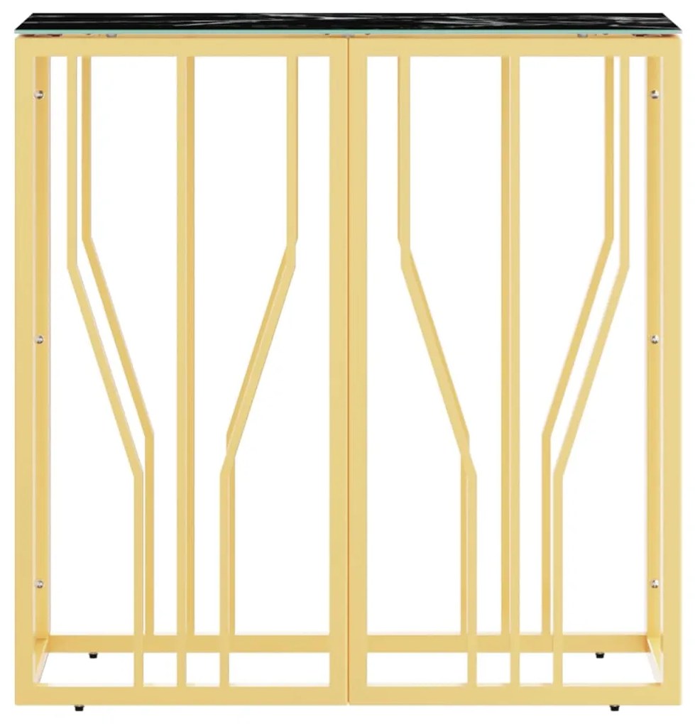 Mesa consola 70x30x70 cm aço inoxidável e vidro dourado