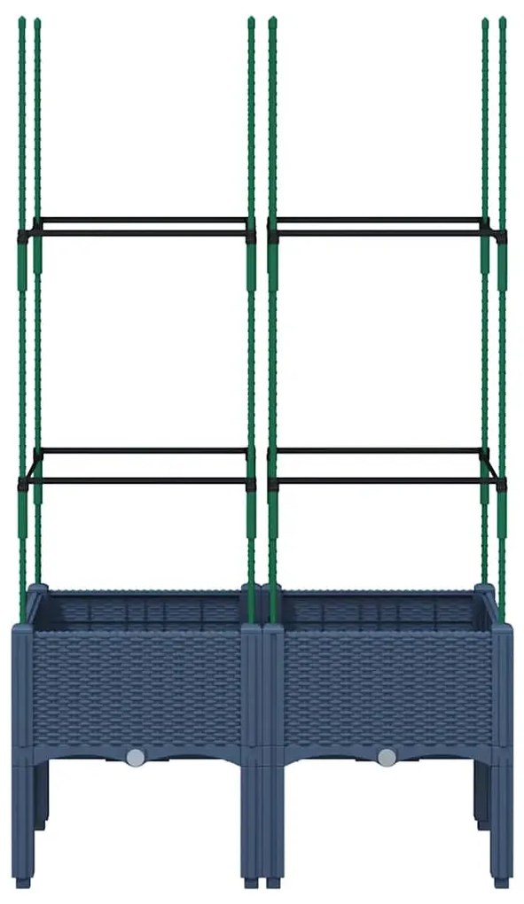 Vaso/floreira de jardim c/ treliça 80x40x142,5 cm PP cinzento azul