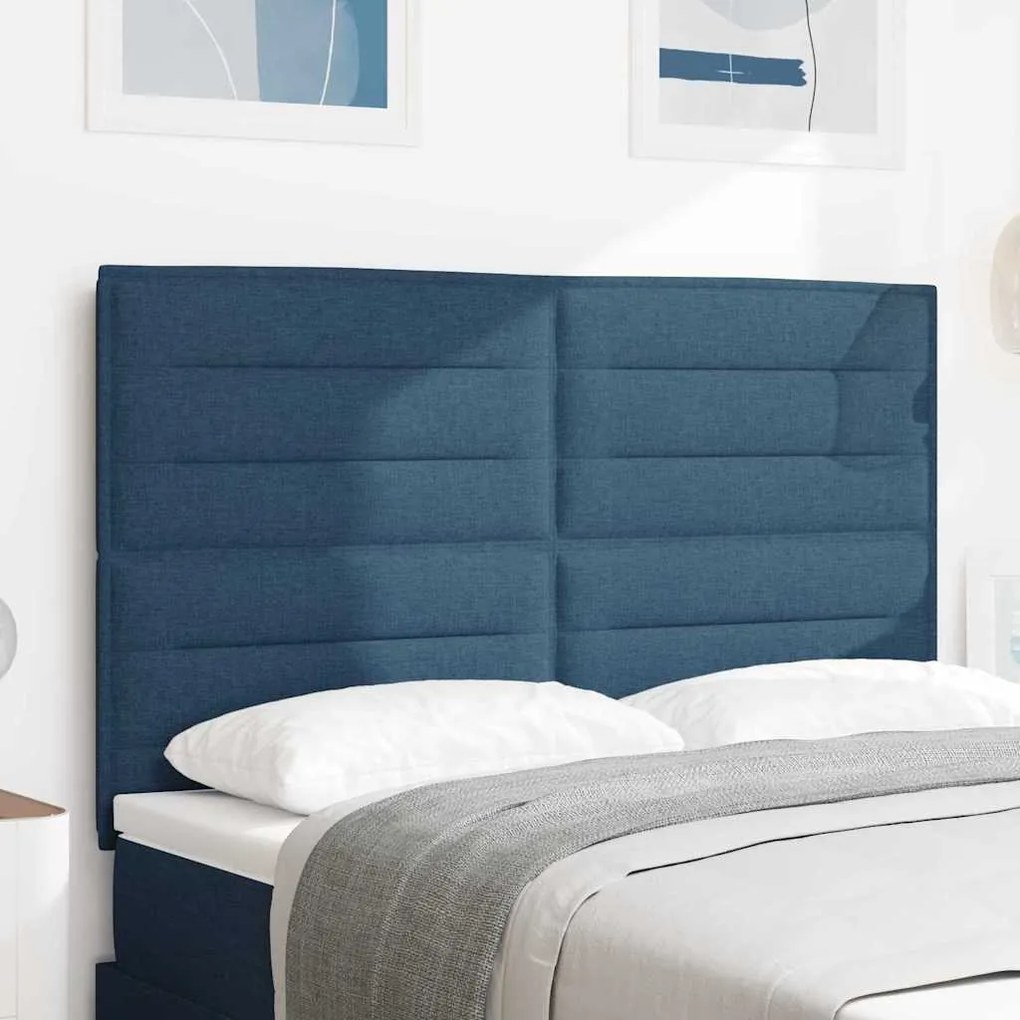 vidaXL Cabeceira Linhas Design Azul 140 cm Tecido