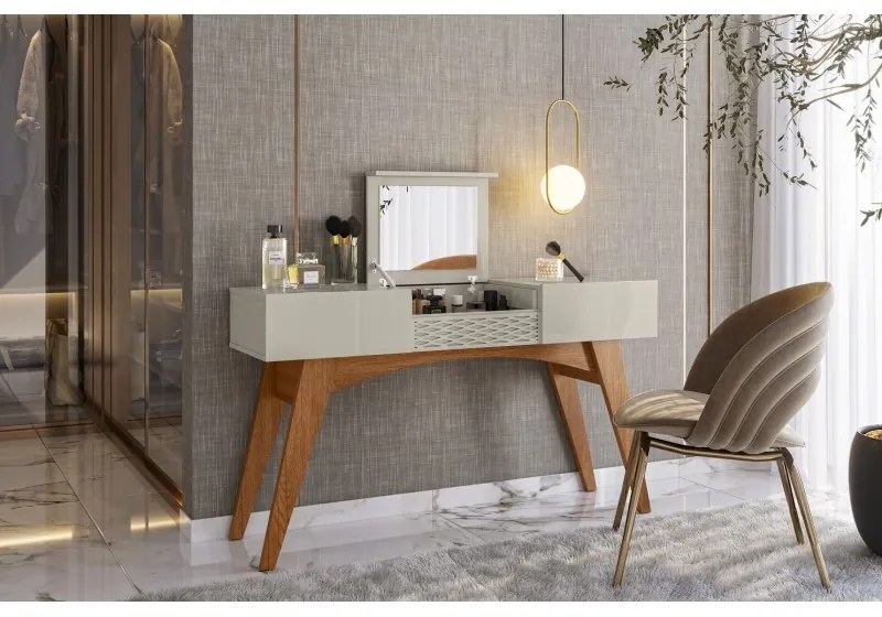 Mesa Consola ou Toucador STAR, MDP matte e casca de ovo, 136 x 37 cms
