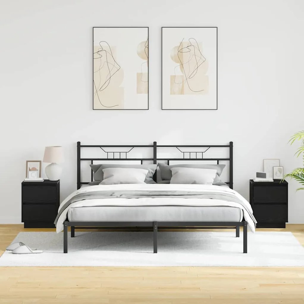 Criados-mudos com Luzes LED 2 pcs Preto 39x34,5x50 cm