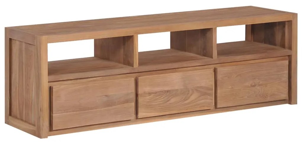 vidaXL Móvel de TV teca maciça com acabamento natural 120x30x40 cm