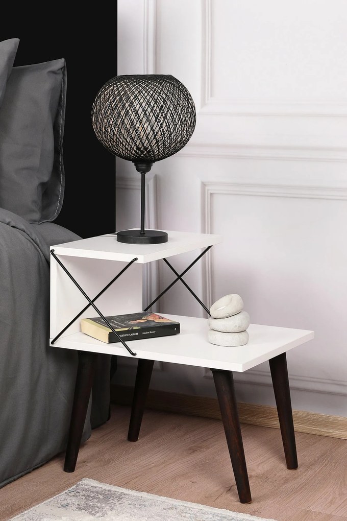 Mesinha de Cabeceira Cross – Branco – 50x55x40 cm
