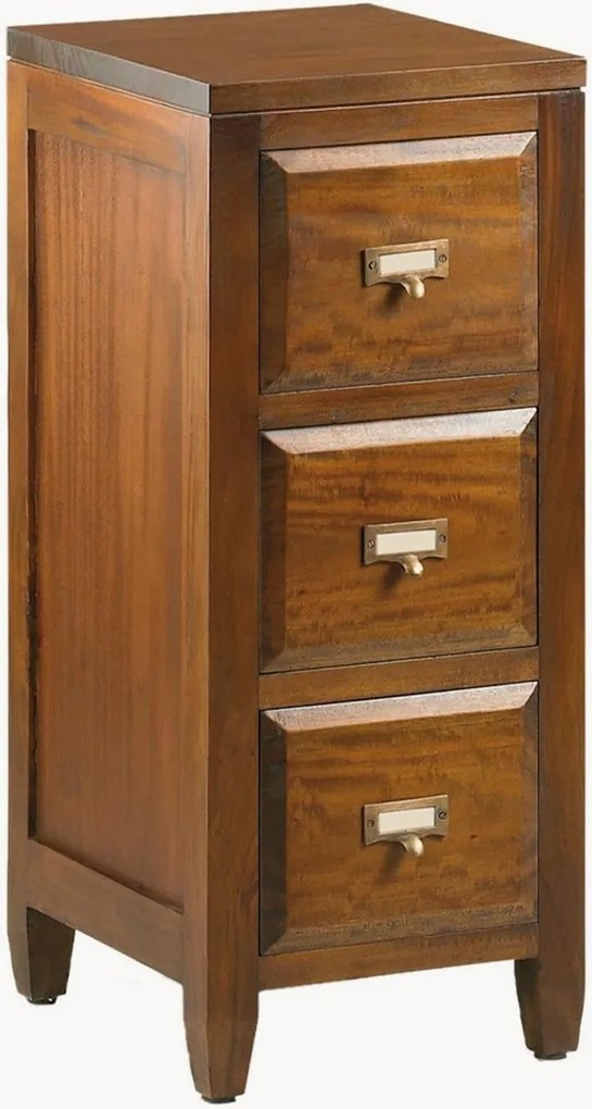 Mesa de cabeceira artesanal em mogno com gavetas Flamingo