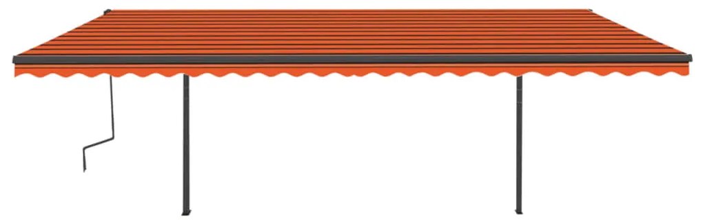 Toldo autom. c/ LED e sensor de vento 6x3,5 m laranja/castanho