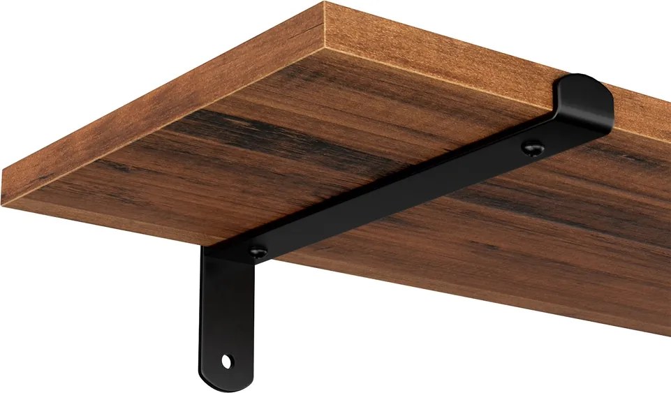 Prateleira de parede 20 x 60 x 7 cm, com capacidade para até 10 kg, castanho vintage e preto