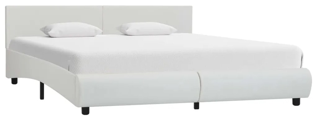 vidaXL Estrutura de cama 160x200 cm couro artificial branco