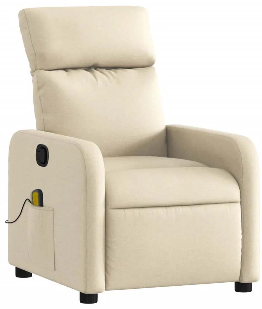 Poltrona de massagens reclinável tecido cor creme