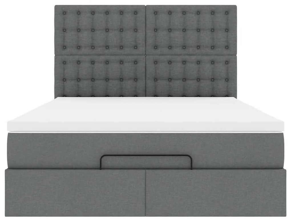 Estrutura de cama otomana com colchão 140x190cm cinzento escuro