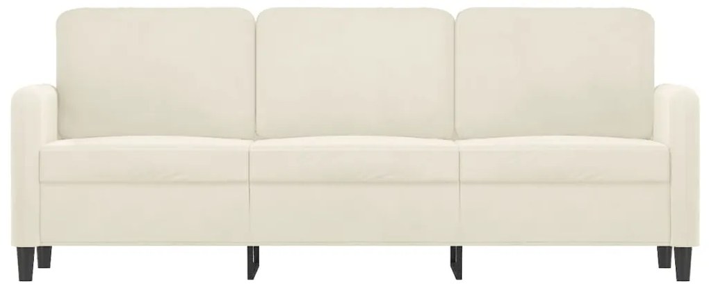 Sofá de 3 lugares 180 cm veludo cor creme