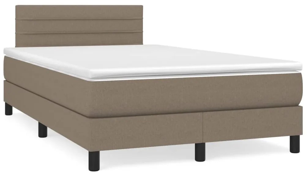 Cama box spring colchão/LED 120x190cm tecido cinza-acastanhado