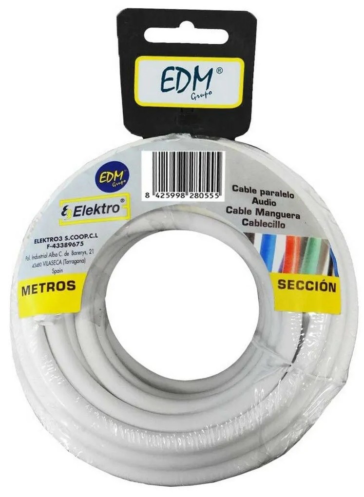 Cabo EDM 2 x 0,75 mm Branco 25 m