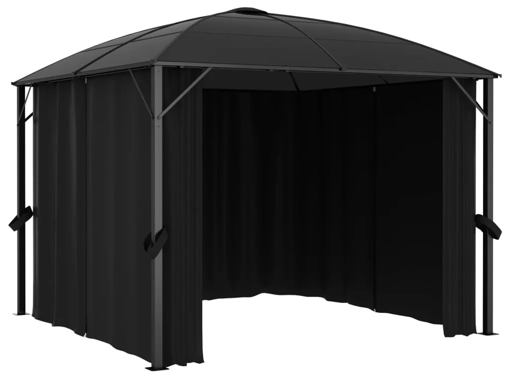 Gazebo com cortinas 300x300x265 cm antracite