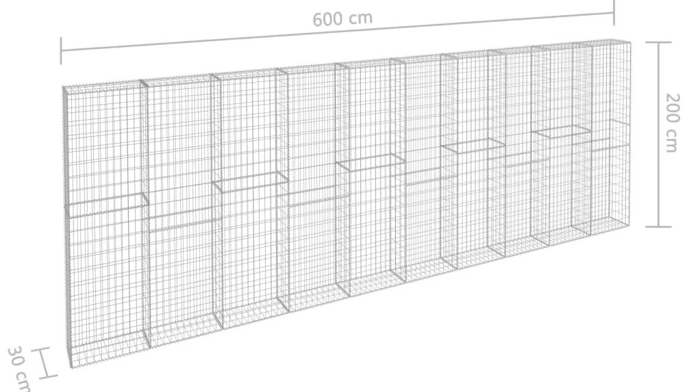 Muro gabião com tampas aço galvanizado 600x30x200 cm