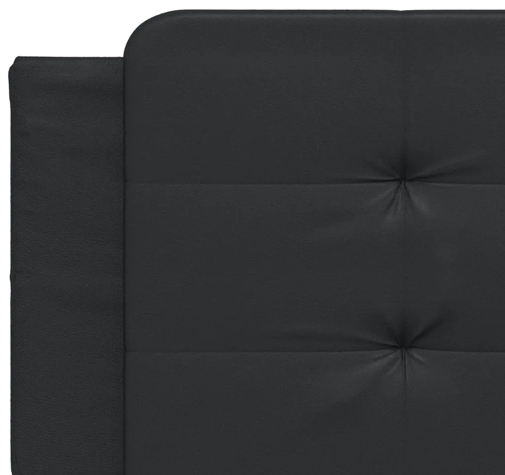 Estrutura de cama c/ luzes LED 160x200cm couro artificial preto