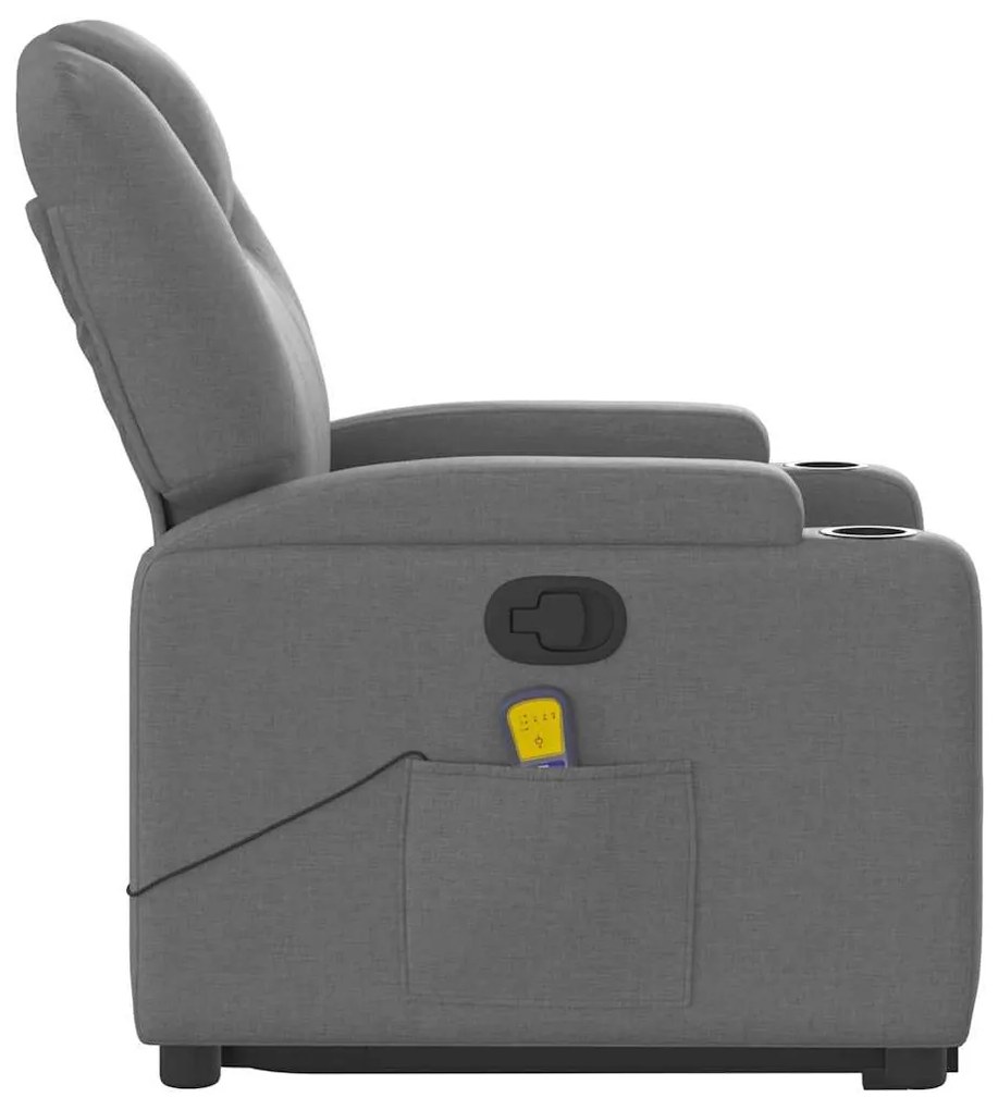 Poltrona elevatória de massagens tecido cinzento-escuro
