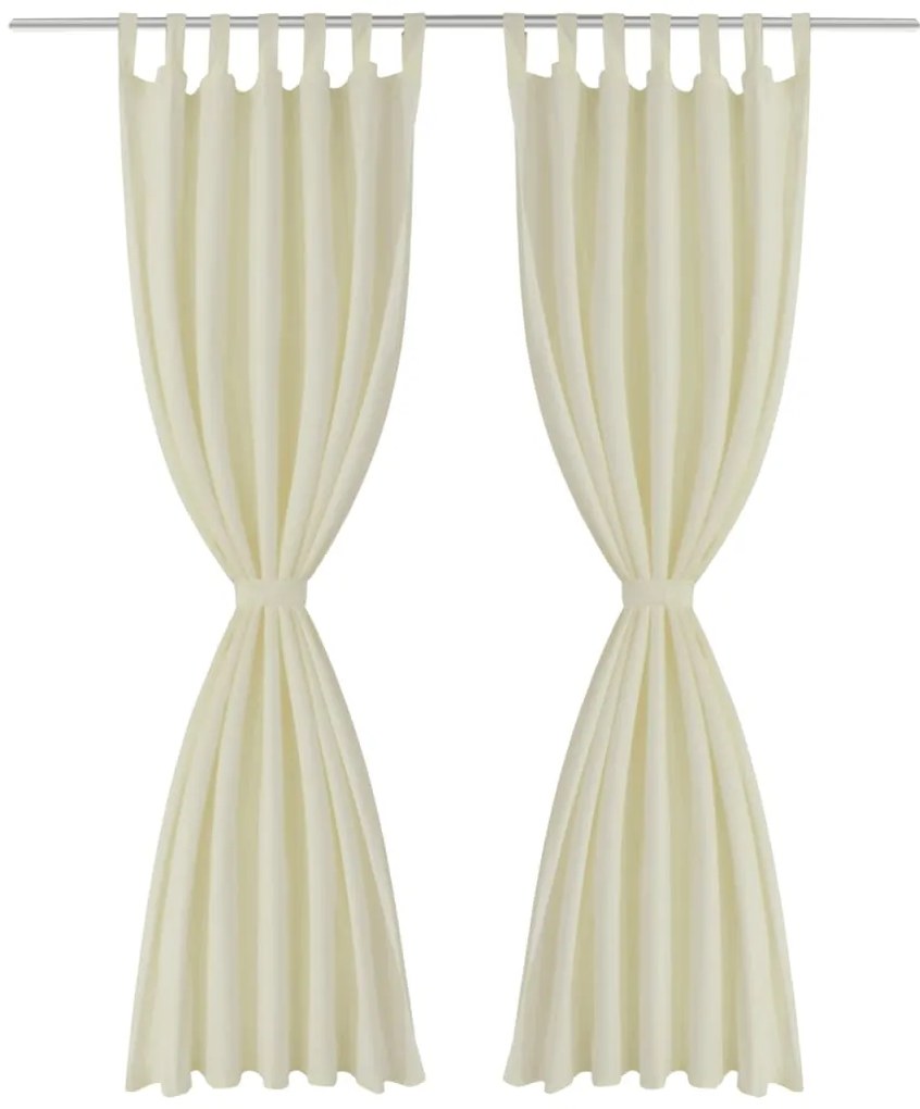 Cortinas de cetim com laços, 2 pcs, creme 140 x 225 cm