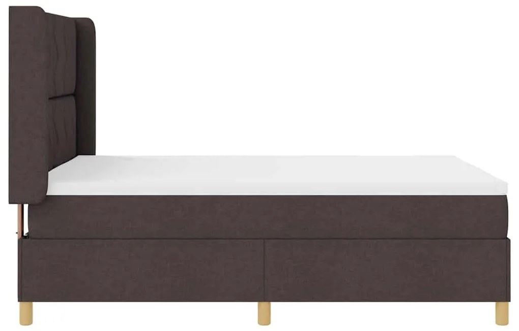 Cama Box com Colchão &amp; LED Castanho Escuro 140x200 cm Tecido