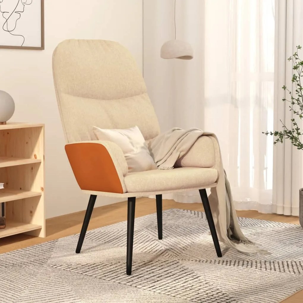 341014 vidaXL Cadeira de descanso tecido cor creme