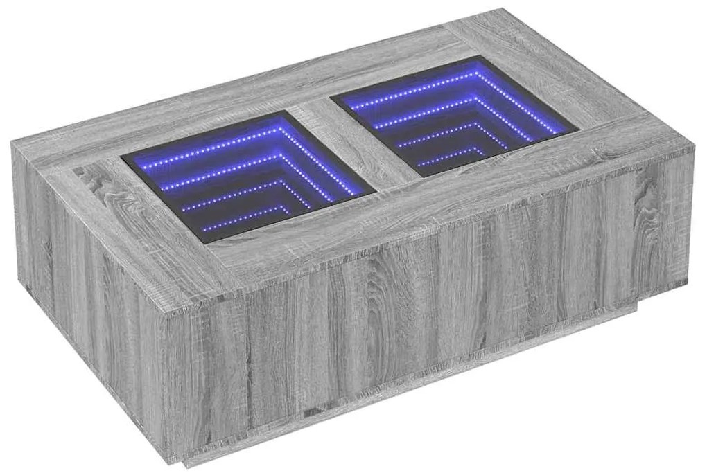 Mesa de centro luzes LED Infinity 116x69x40 cm cinzento sonoma