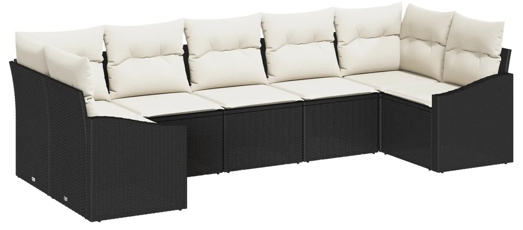 vidaXL Conjunto de Sofá de Jardim 7 pcs Preto e Creme vime PE
