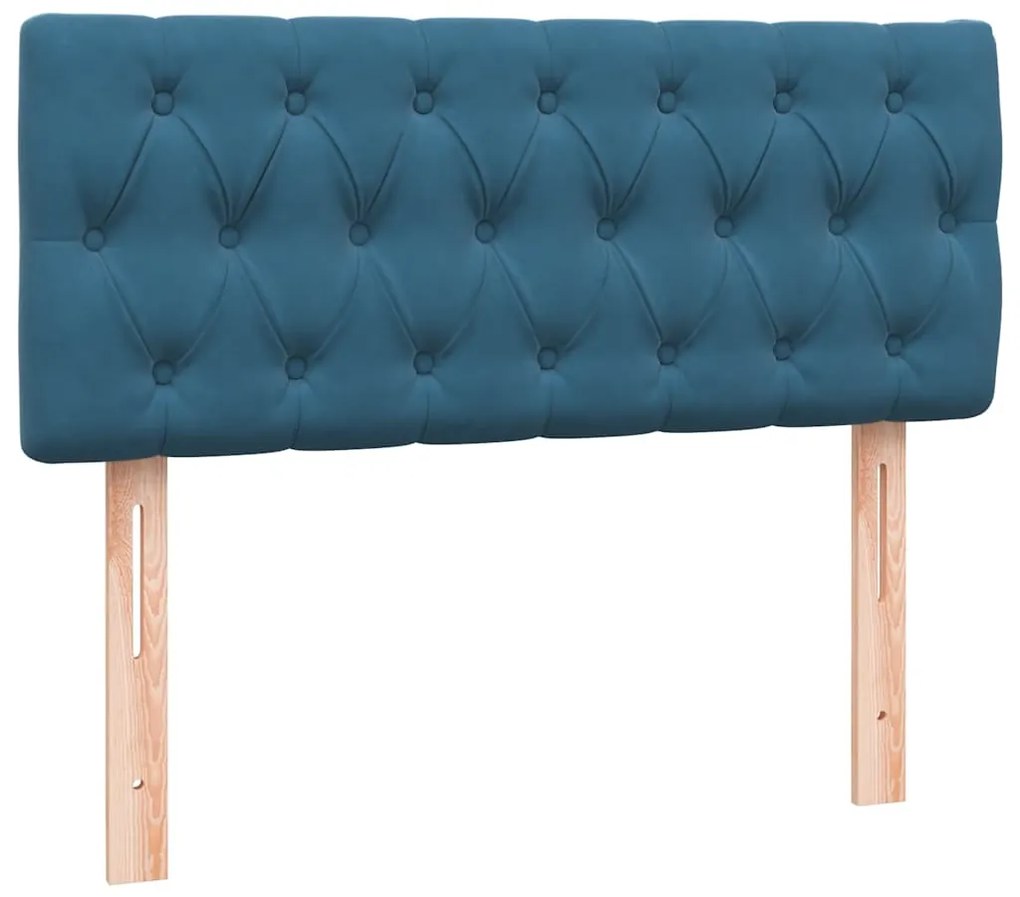 Cama com molas/colchão 120x210 cm veludo azul-escuro