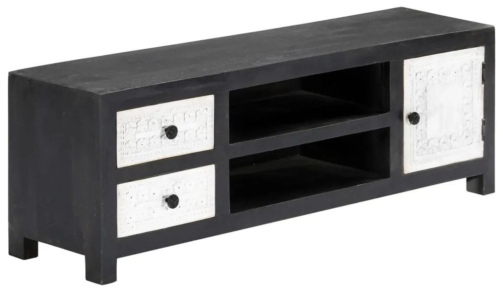 Móvel TV esculpido à mão 120x30x40 cm mangueira cinzento/branco