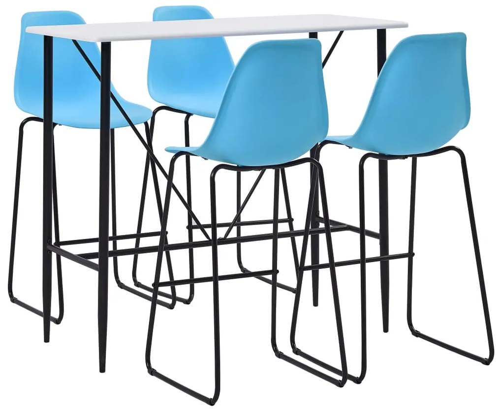 vidaXL 5 pcs conjunto de bar plástico azul