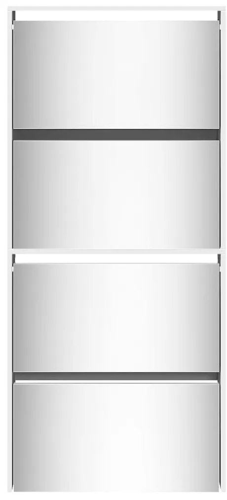 Sapateira c/ espelho 4 divisórias 63x17x134 cm branco brilhante