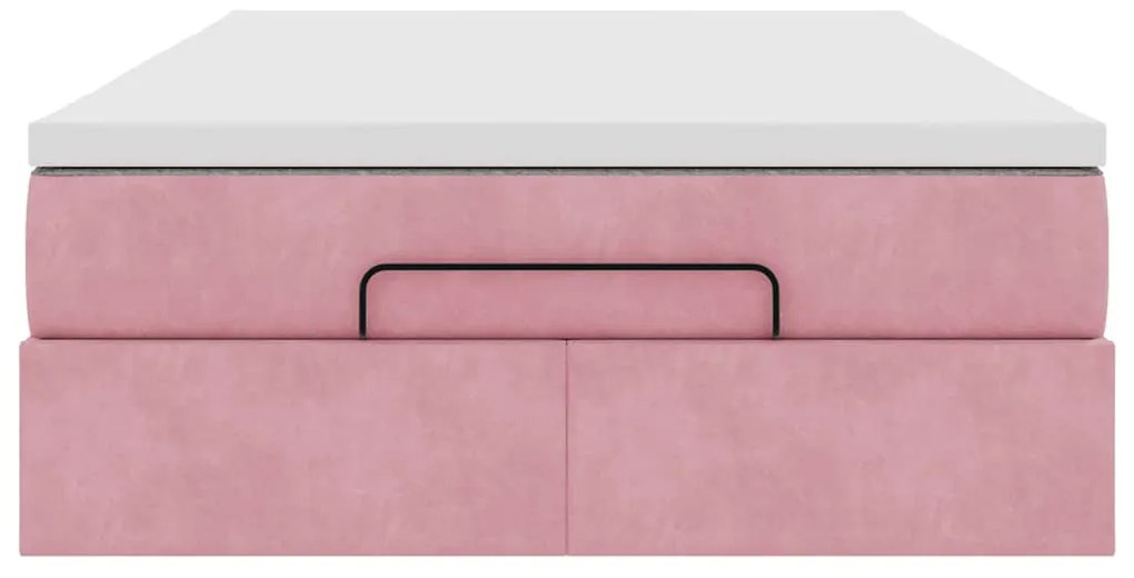 Estrutura de cama otomana com colchão 120x200 cm veludo rosa
