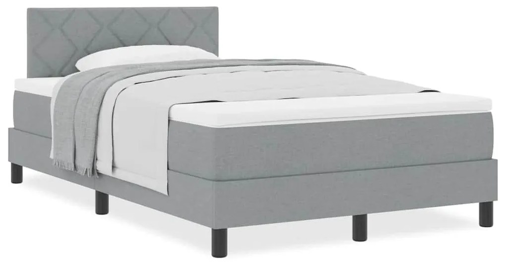 Cama Box Spring com Colchão Cinza Claro 120x190 cm Tecido