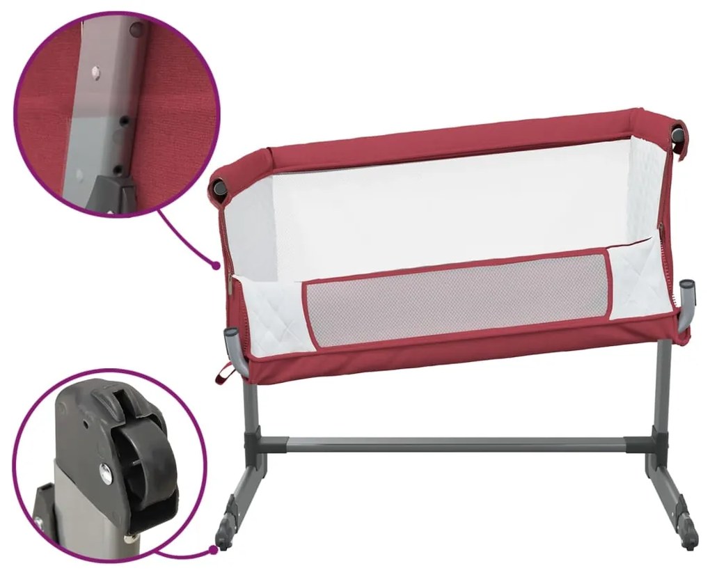 Cama de bebé com colchão tecido de linho vermelho