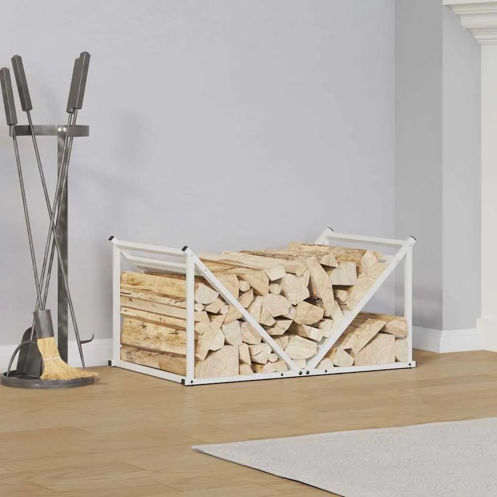 Suporte para lenha 70x43x34,5 cm aço laminado a frio branco