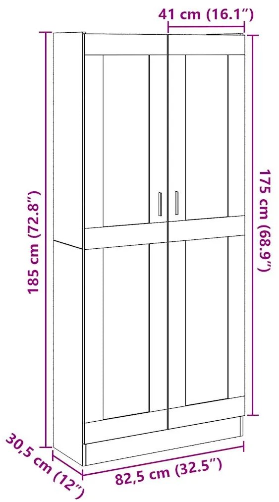 Armário alto 82,5x30,5x185cm derivados de madeira madeira velha