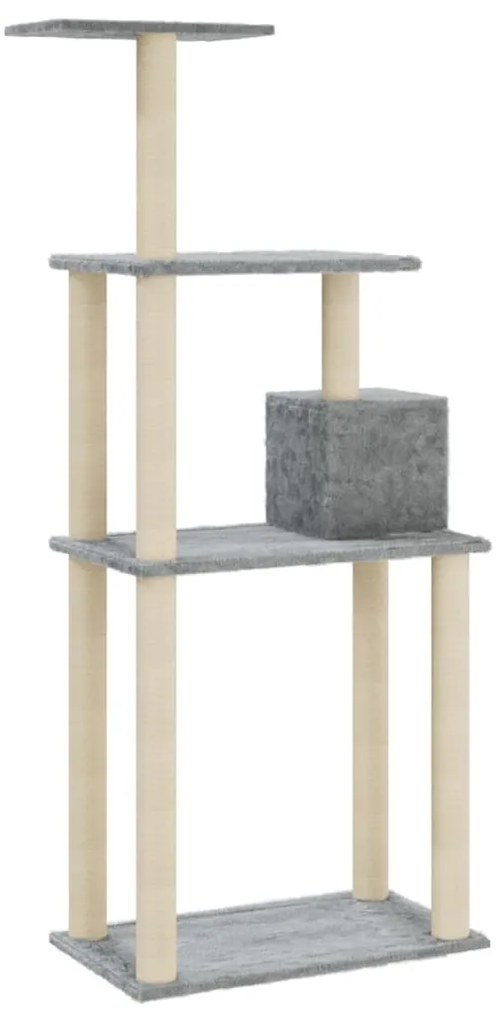 Árvore p/ gatos c/ postes arranhadores sisal 147cm cinza-claro