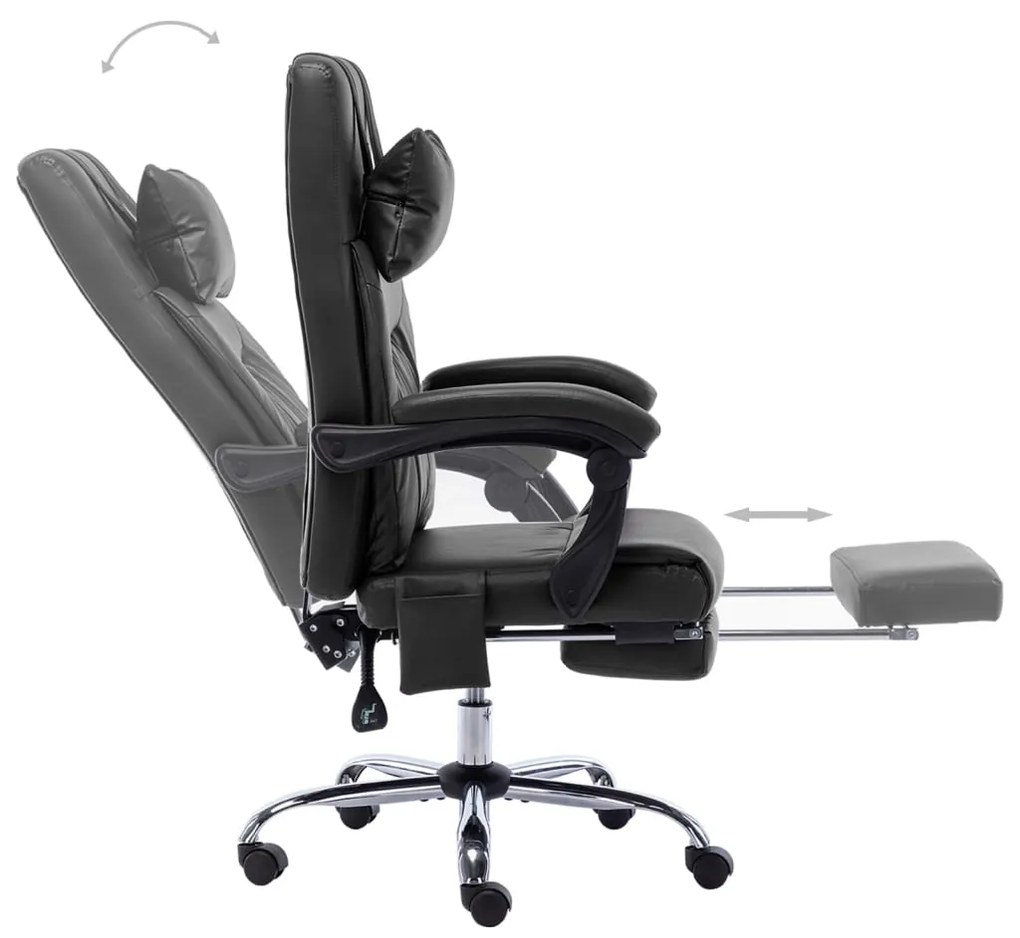 Cadeira de escritório c/ função massagem couro artificial preto