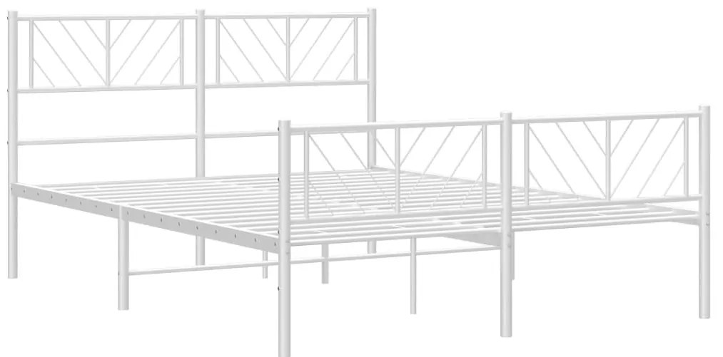 Estrutura de cama com cabeceira e pés 140x190 cm metal branco