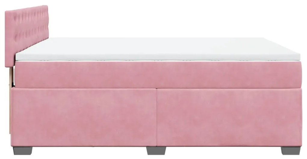 Cama com molas/colchão 160x200 cm veludo rosa