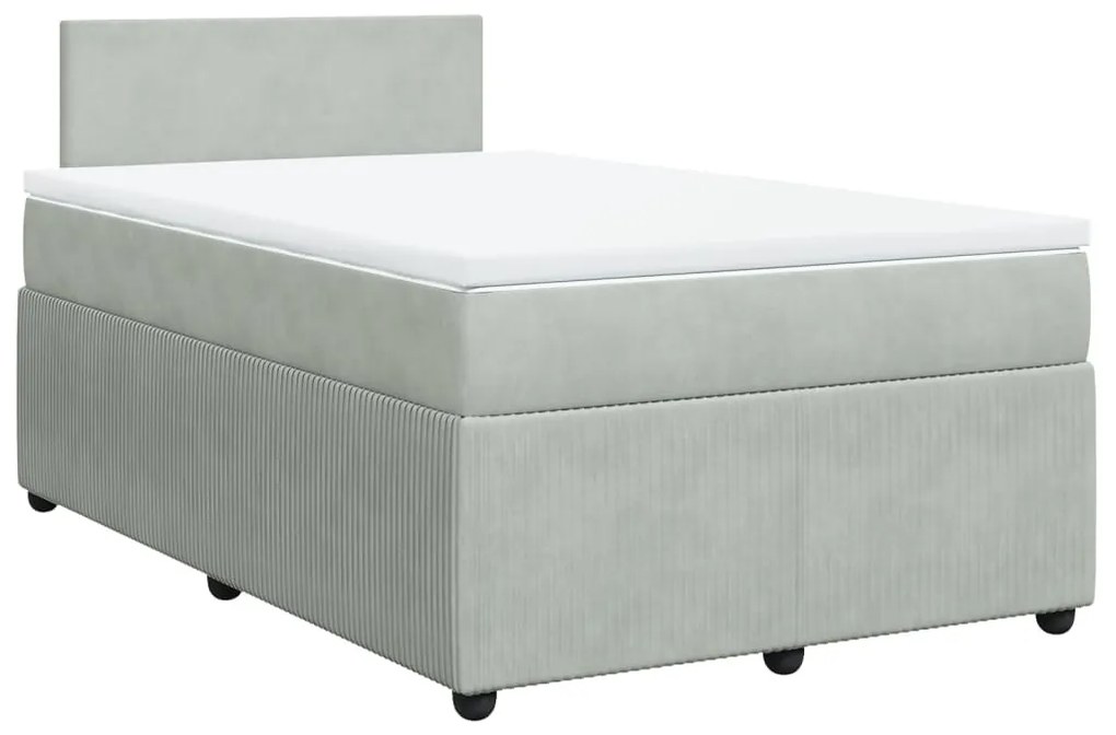 Cama boxspring com colchão 120x190 cm veludo cinzento-claro