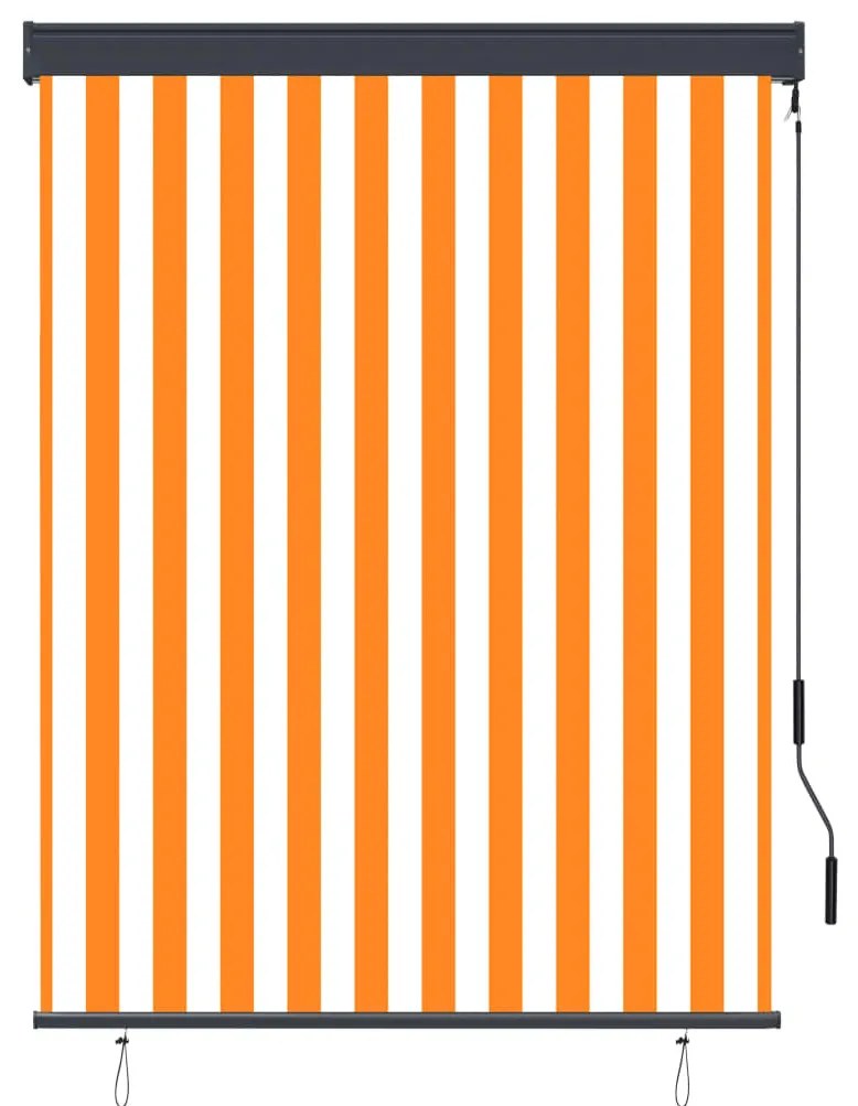 Estore de rolo para exterior 120x250 cm branco e laranja