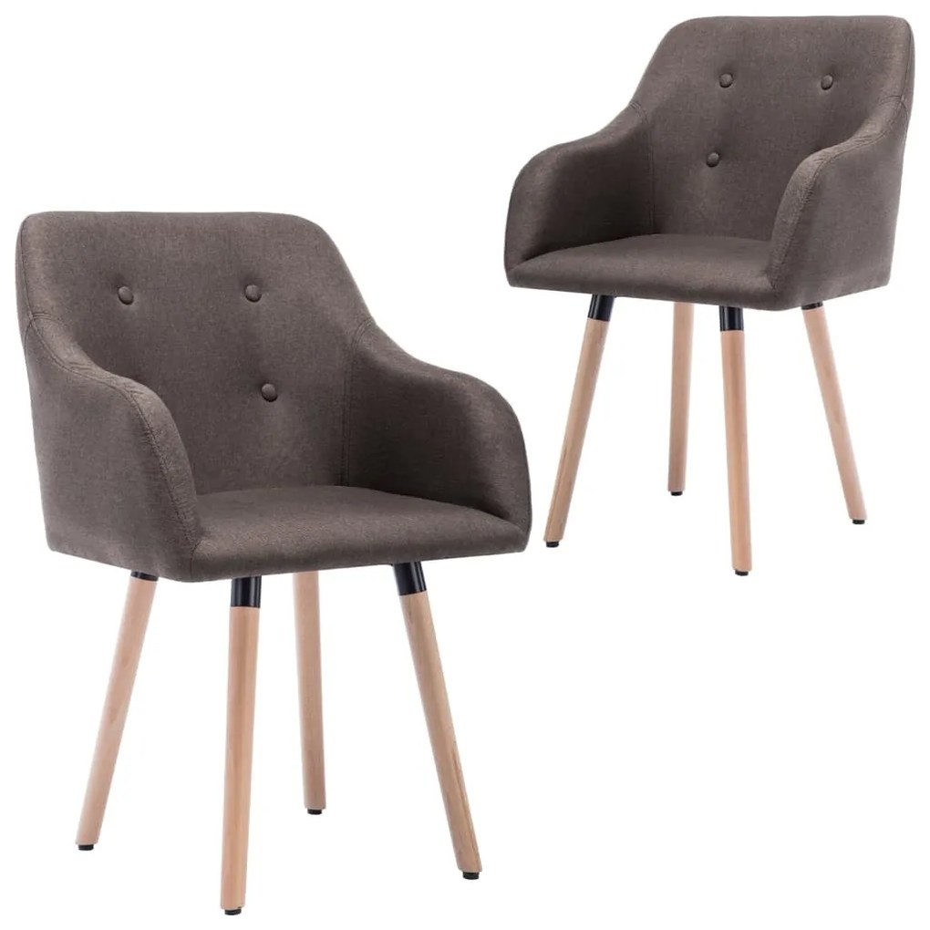 vidaXL Cadeiras de jantar 2 pcs tecido cinzento-acastanhado